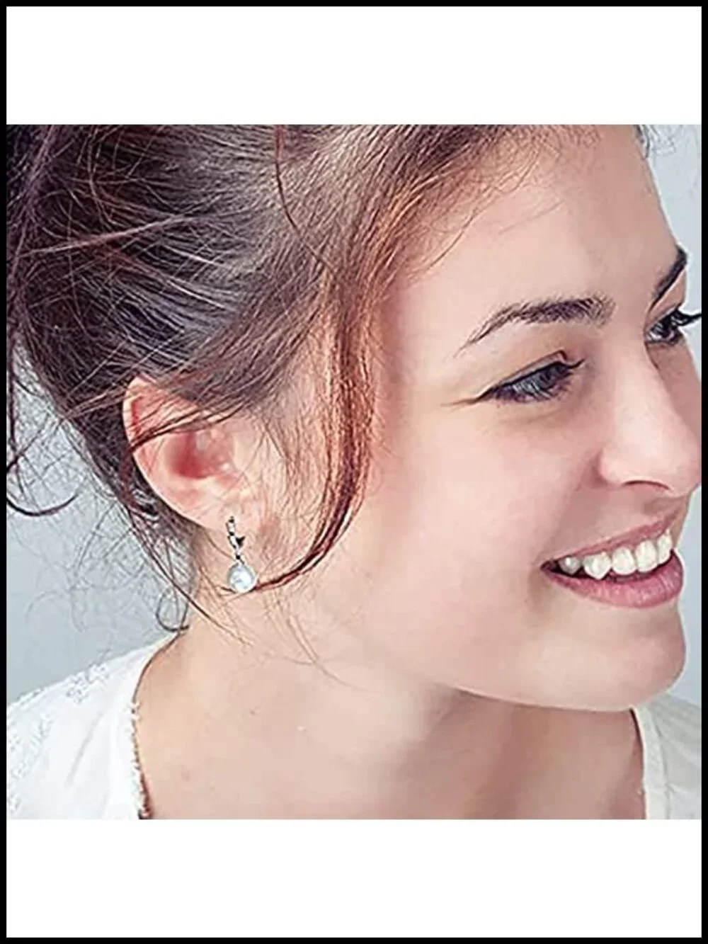 925 Sterling Silver Pearl Drop Dangle Hoop Earrings Hypoallergenic Gift